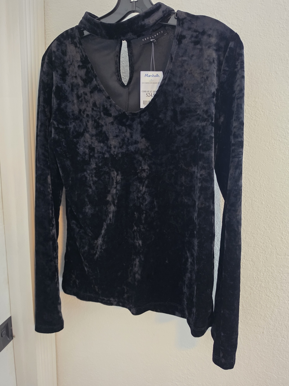 Sanctuary Black Crushed Velvet Long Sleeve
